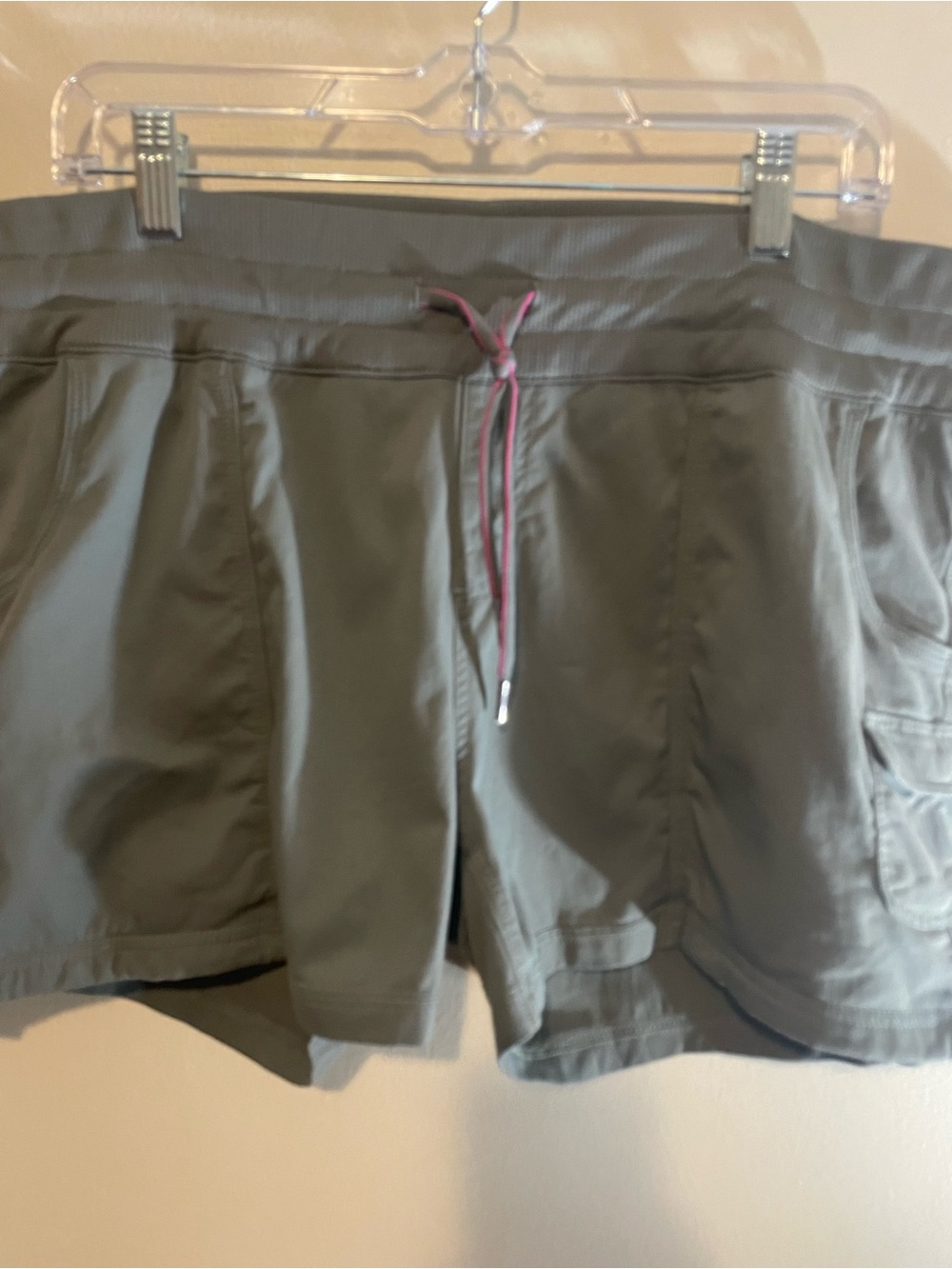 The North Face Gray Aphrodite Motion Shorts with Pink Accent
